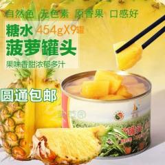 454gX9糖水菠萝罐头烘焙零食小吃包邮整箱铁罐湛江新鲜水果罐头