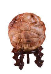 九鼠球摆件 黄杨木实木雕刻工艺品 家居旺财装饰摆件 开业礼品