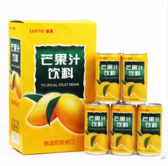 韩国进口饮料 乐天芒果汁180ml*15瓶整箱果汁 特价年货零食品饮品